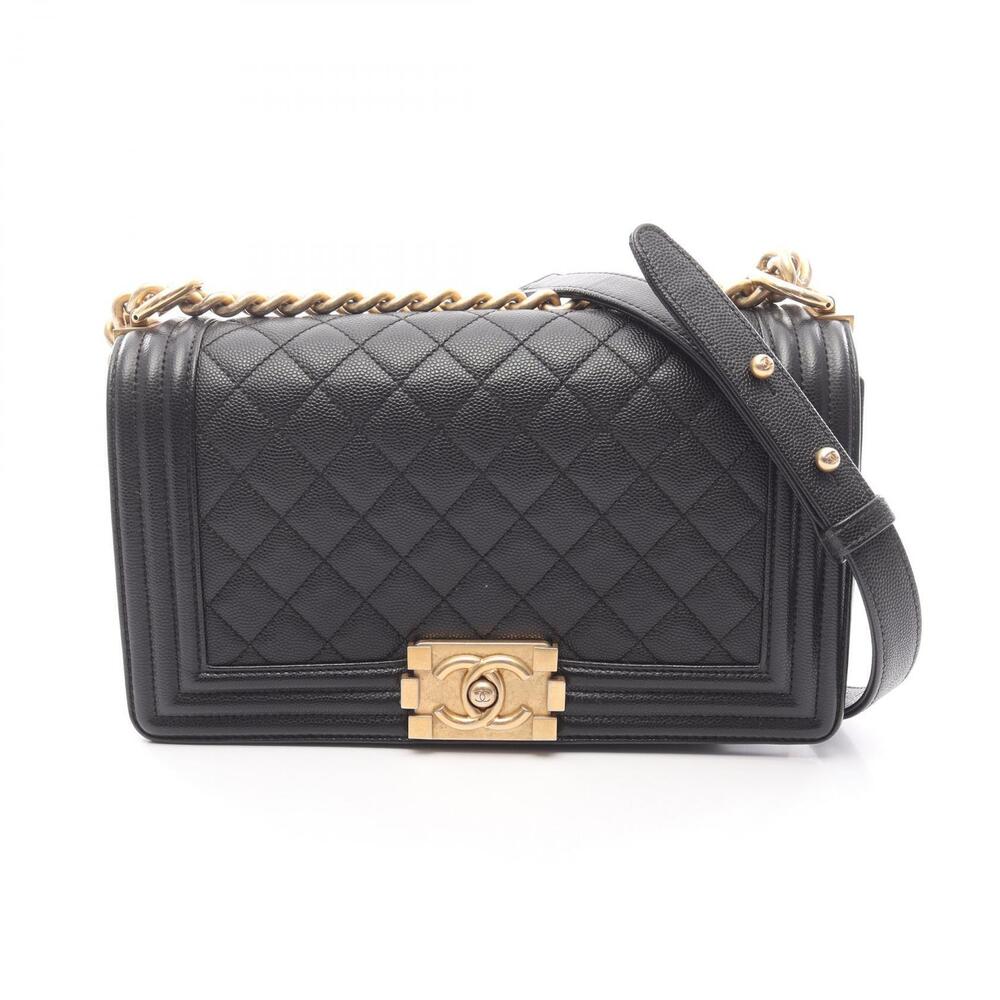 Chanel Boy Shoulder Bag Caviar Leather Grained Calfskin Black